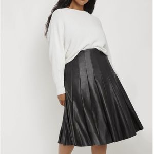 Eloquii Leather Trumpet Midi Skirt